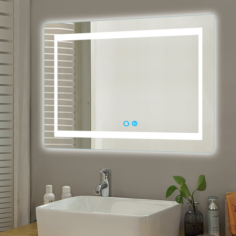 Orren Ellis Selevae Lighted Modern and Contemporary Beveled Bathroom/Vanity Mirror
